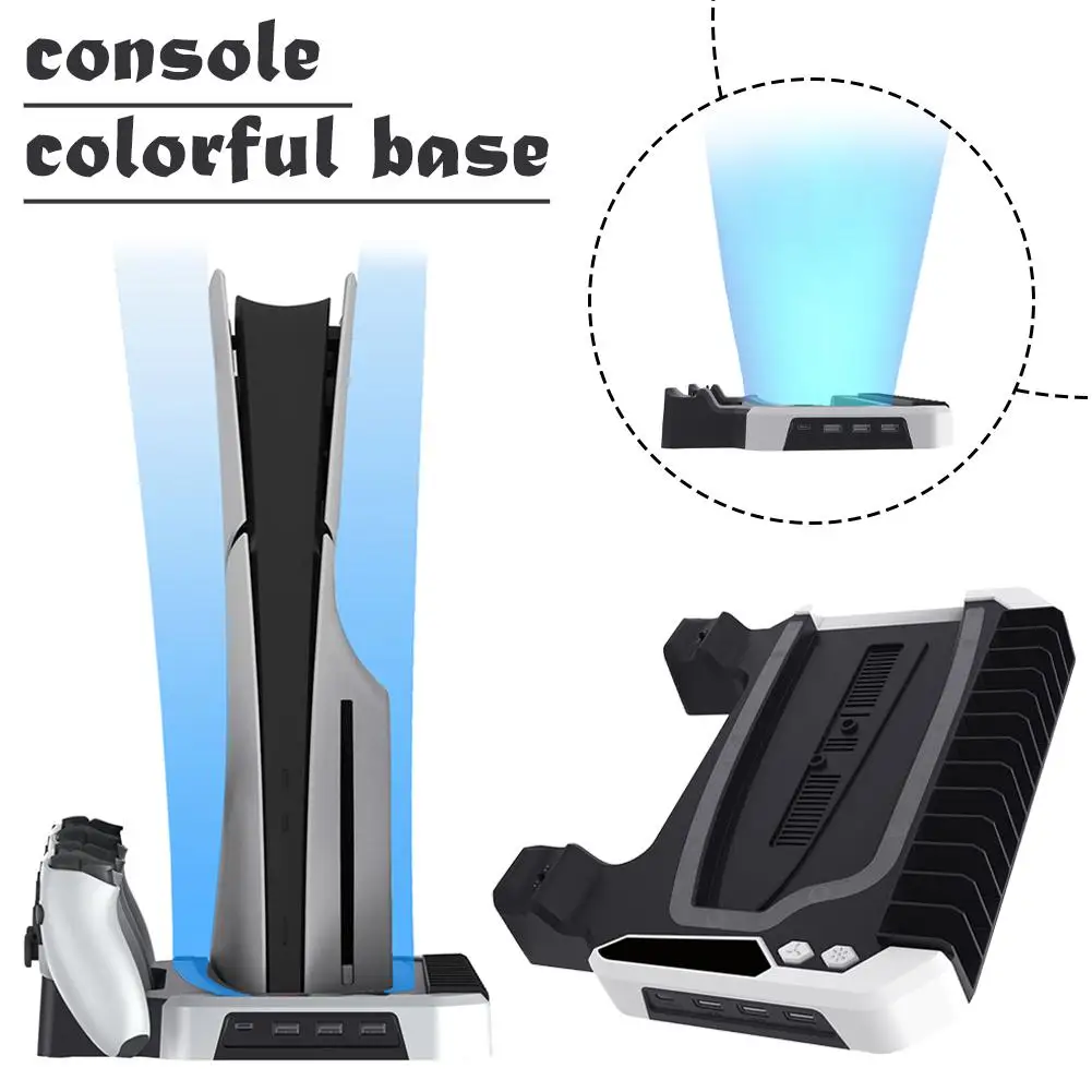 

For PS5PRO Main Console Dazzling Multi-function Cooling Base Dual Controller Charging Dock for ps5 And Pro Slim F3H3