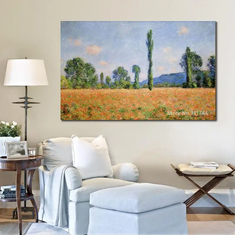 

Landscape Paintings Poppy Field in Giverny Ii by Claude Monet Canvas Art High Quality Hand Painted