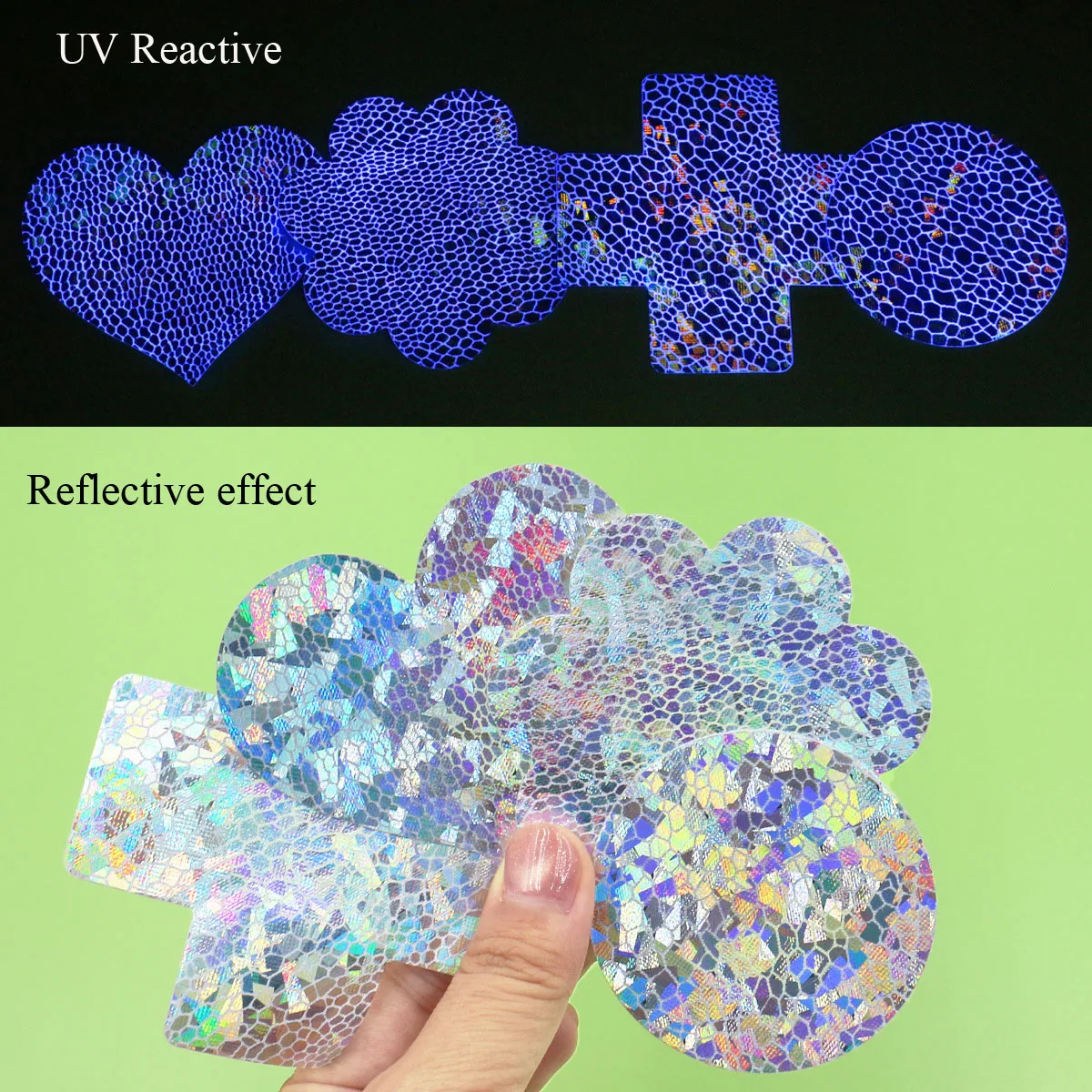 4PCS New UV Reactive Multi Shaped Disposable Nipple Covers With Cross Flower Heart Designs For Party Club Festival Nightwear Use