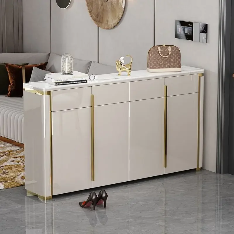 Modern Minimalist Stainless Steel Shoe Cabinet Household Large Capacity Cabinet
