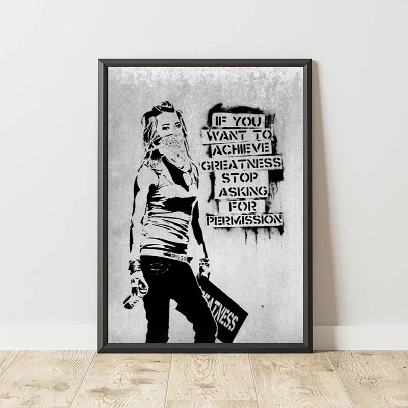 الكتابة على الجدران بانكسي ملصق فني بانكسي صورة سلسلة صورة مطبوعة قماش ملون لوحات جدارية جدار المنزل غرفة المعيشة الديكور #5