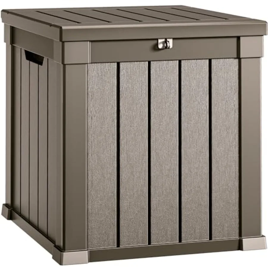 

Deck Box, Weatherproof Outdoor Storage Container for Patio Cushions, Pool Supplies, Garden Tools, Lockable Lid and Side Handles