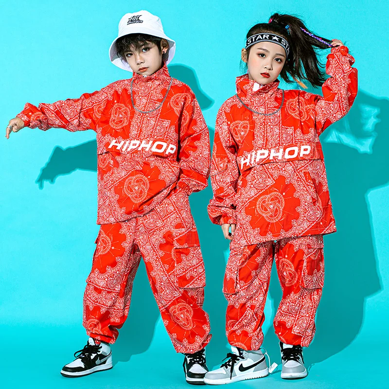 Costume de danse de rue pour garçons, pull ample bleu, pantalon, impression de marée, tenue Hip-Hop, vêtements de spectacle pour filles, vêtements Rave BL7234, 2025