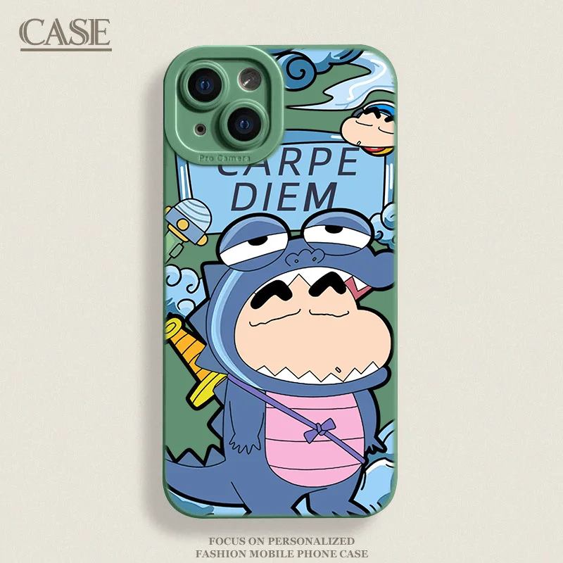 تلوين شين تشان حافظة من السيليكون حماية آيفون 15 14 13 12 11 برو ماكس بلس ملحقات الهاتف الواقية الصغيرة 7 8 XS XR X