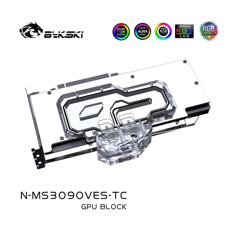 Bykski GPU blok air digunakan untuk MSI RTX 3080 3090 VENTUS 3X 24G kartu Video OC/tembaga Radiator pelat belakang aktif N-MS3090VES-TC