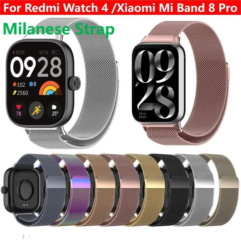 Stainless Steel Strap For Redmi Watch 4 Watch Band Milanese Loop Magnetic Bracelet For Xiaomi Mi Band 8 Pro Wristband Watch4