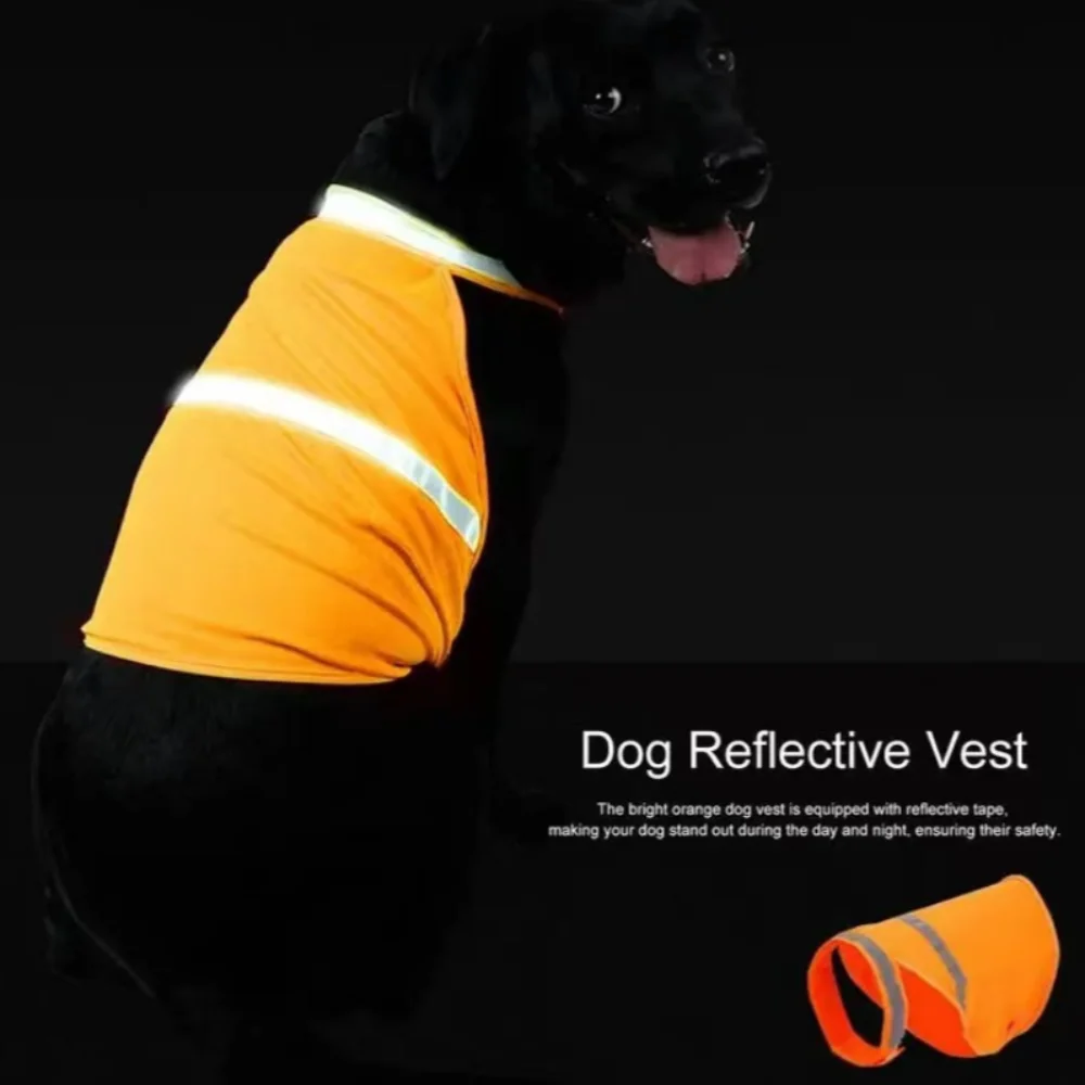 Reflective Dog Safety Vest Adjustable Breathable Puppy Visibility Jacket Bright Orange Protective Pet Fluorescent Clothes