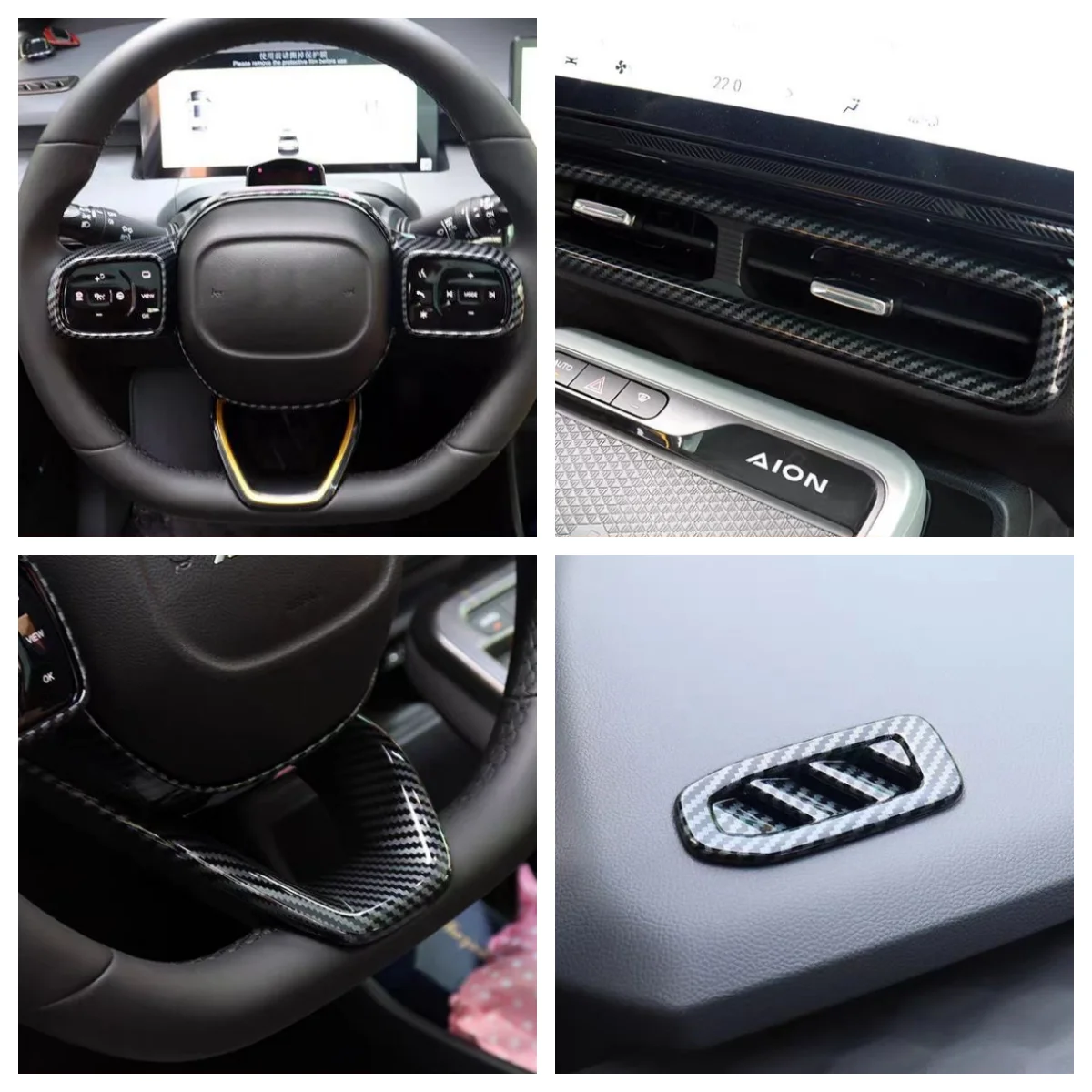 Apply For GAC AION Y 2022-2024 carbon fiber peach wooden steering wheel/outlet interior decoration accessories
