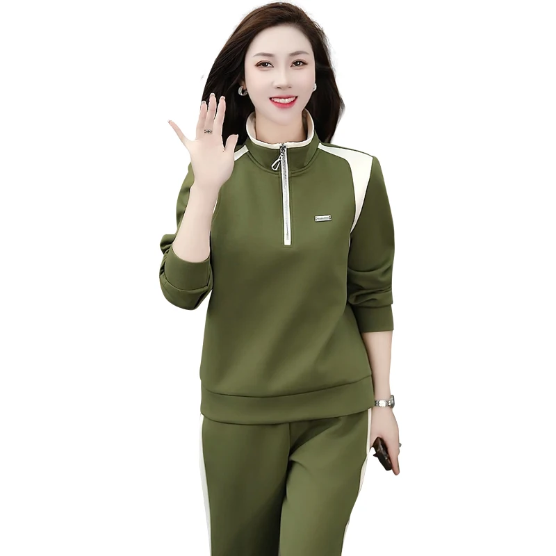 Rn 2025 Spring Autumn Long Sve  Ne Fitn Running Suit Women's Sport Faion Casual Set Two Pieces Long Pants