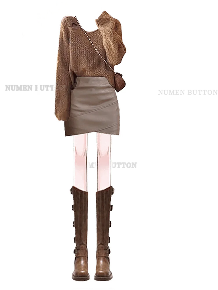 Retro conjunto de malha feminina anti-envelhecimento cintura alta ort saia emagrecimento terno de duas peças casual sle para outono primavera