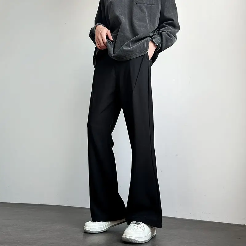 Picture 3: Solid Color Draped Flared Basic Trousers Men's American Retro Autumn Winter Minimalist Casual Pants Loose High Street Suit Pants