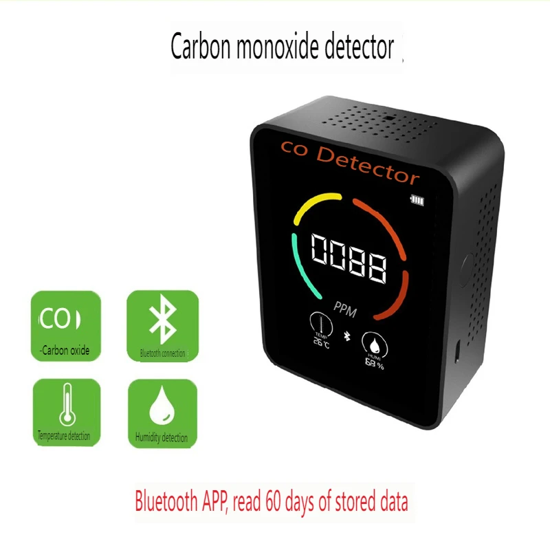 

Color Screen Carbon Monoxide Detector Bluetooth APP CO Temperature and Humidity 3 in 1 Detector Household Air Pollution Monitor