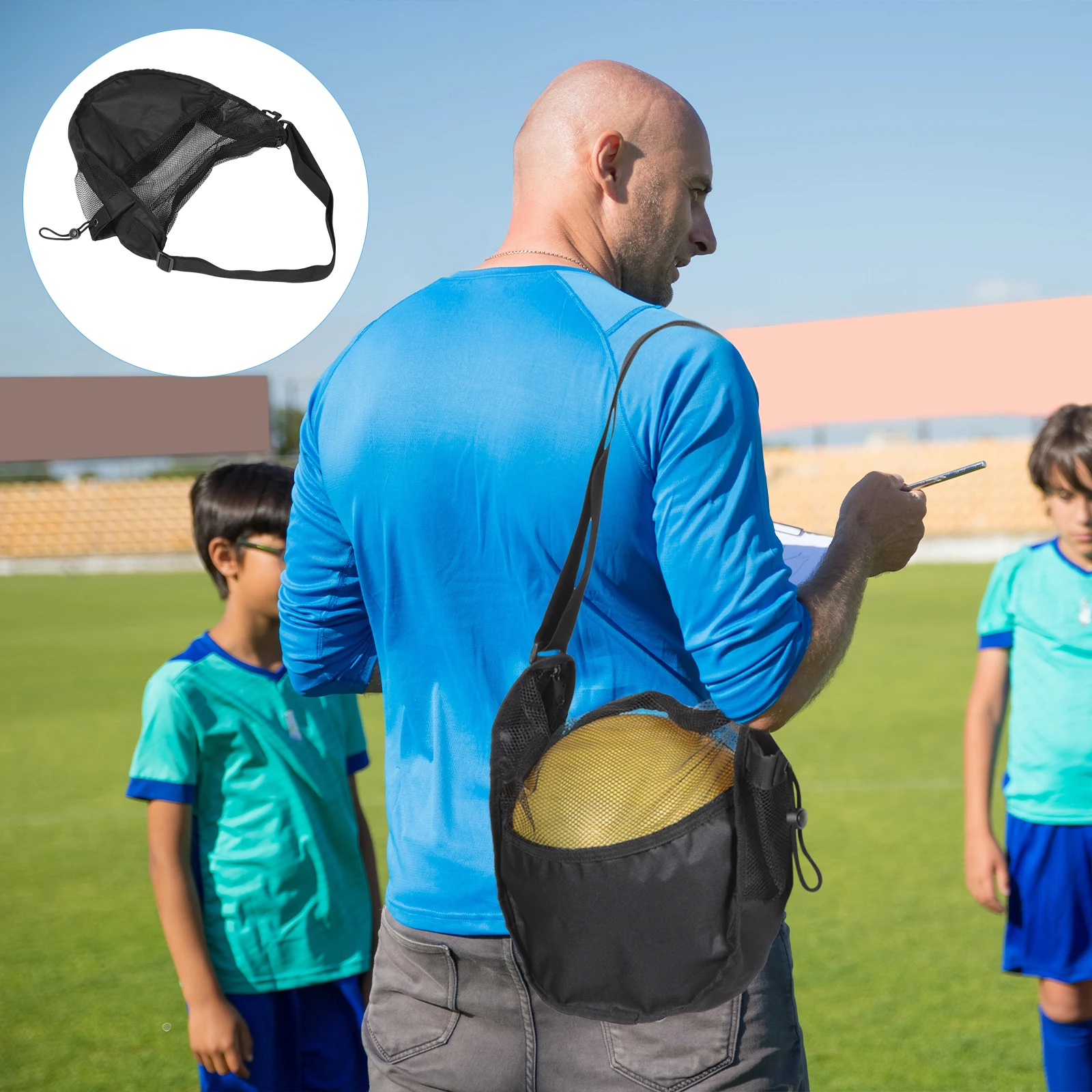 

1pc Premium Basketball Mesh Sports Storage Carry Bag Shoulder Strap Volleyball Football Net Bag Lightweight Convenient Cross