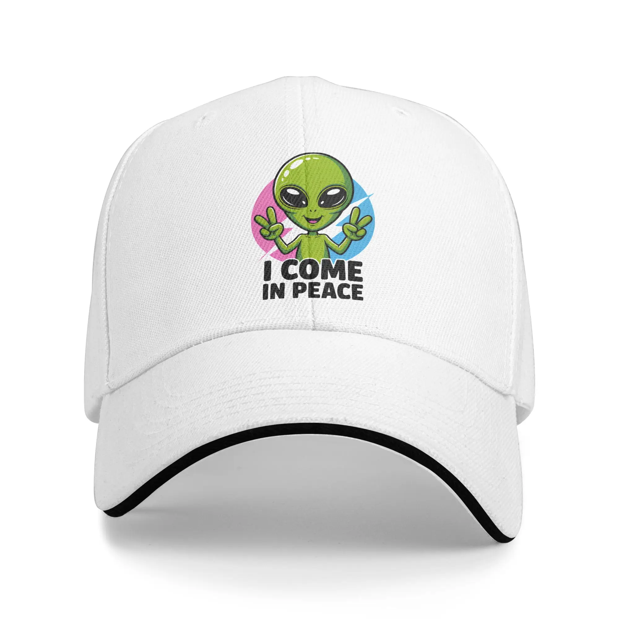 UFO We Come In Space Alien Sun Baseball Cap Summer Couple Women  Design Trucker Hat Adjustable Fashion Kpop Rock Baseball Caps