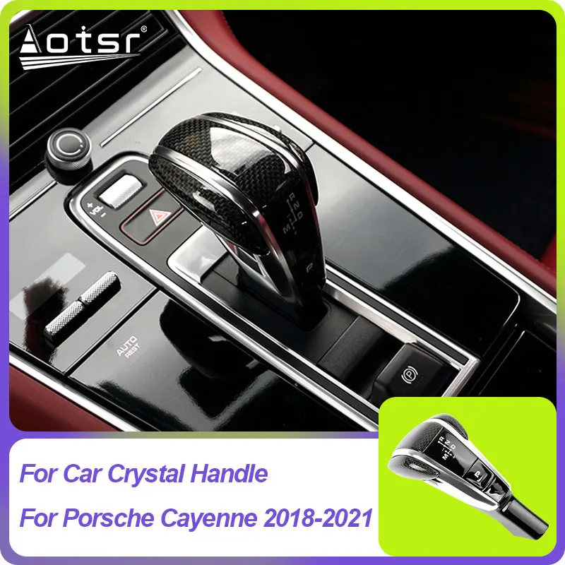 Carbon fibre Handle For Porsche Cayenne 2018-2021 Pen Drive Accessories Automatic GearBox Gear Shift Knob Car Accessories Refit