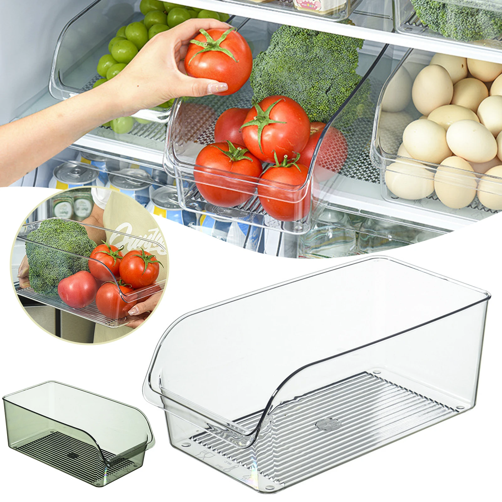 

Refrigerator Storage Box With Watermarks Base Reusable Vegetables Fruits Organiser For Kitchen Home