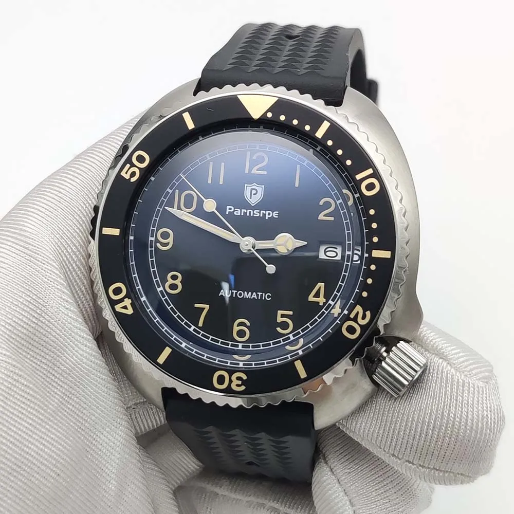 Parnsrpe - Nuovo vetro zaffiro premium da uomo, movimento meccanico automatico NH35, orologio in acciaio inossidabile resistente all'acqua da 42 mm