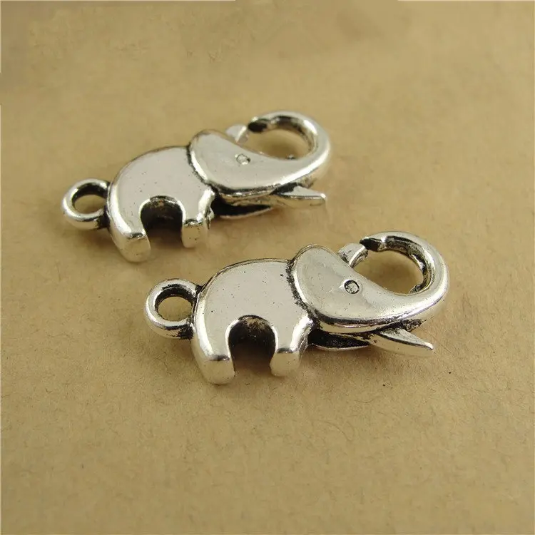 40pcs 12x23 mm Animal Elephant Shape Lobster Buckle Clasp Hooks Alloy Antique Bronze Keychain Keyrings Jewlery Findings DIY