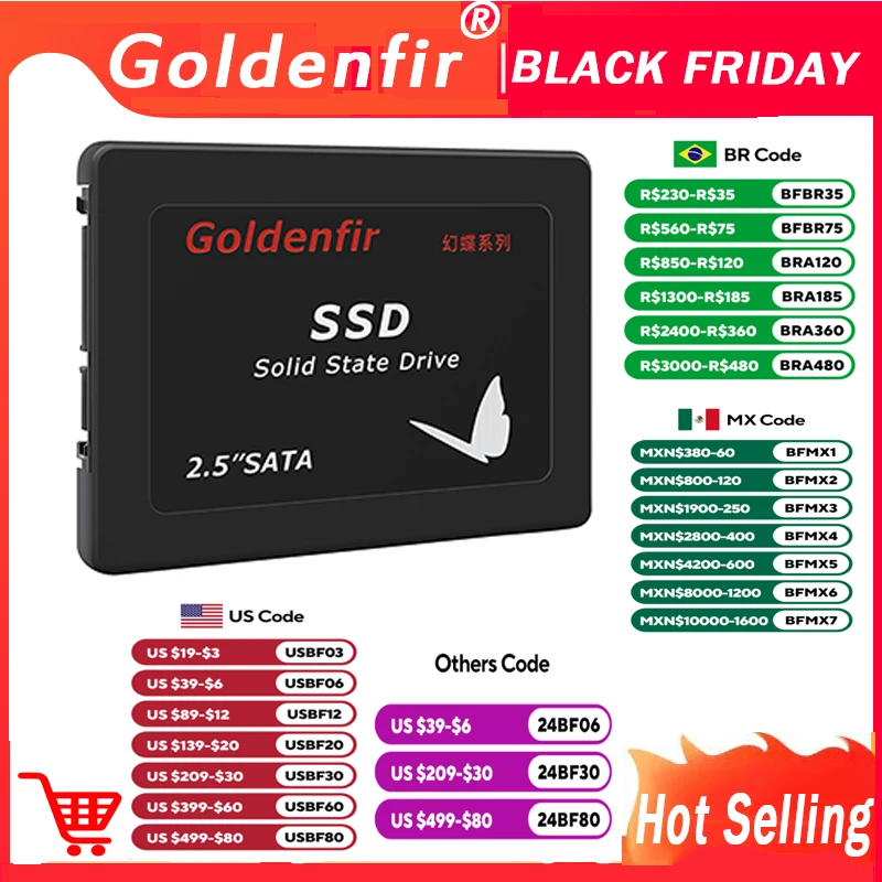 Goldenfir SSD 128GB SATAIII SSD 512GB 480GB 256GB HD 1TB 500GB Disco rígido de estado sólido 2.5 para laptop