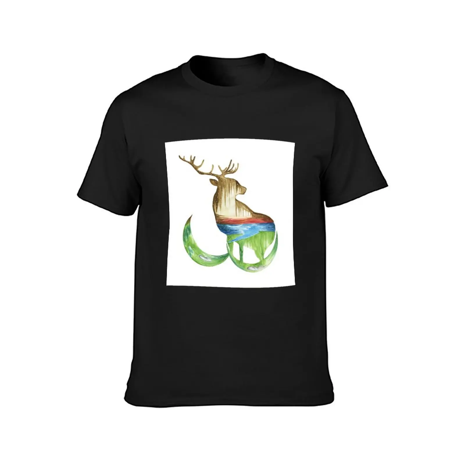 Nature Walk Deer Watercolor Painting T-Shirt sublime funnys for a boy mens graphic t-shirts funny