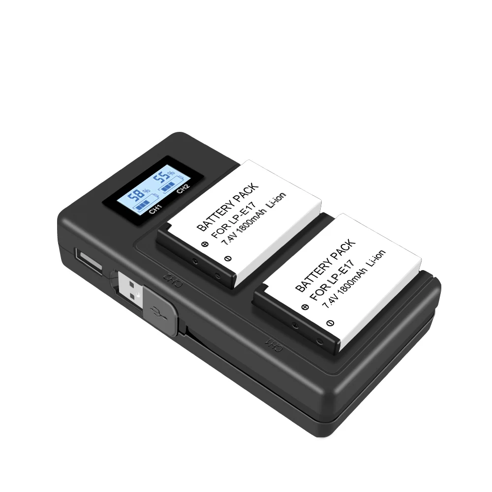 LPE17 LP E17 LP-E17 Akumulator do aparatu i ลadowarka LCD USB do aparatรณw Canon EOS 200D M3 M6 750D 760D T6i T6s 800D 8000D Kiss X8i