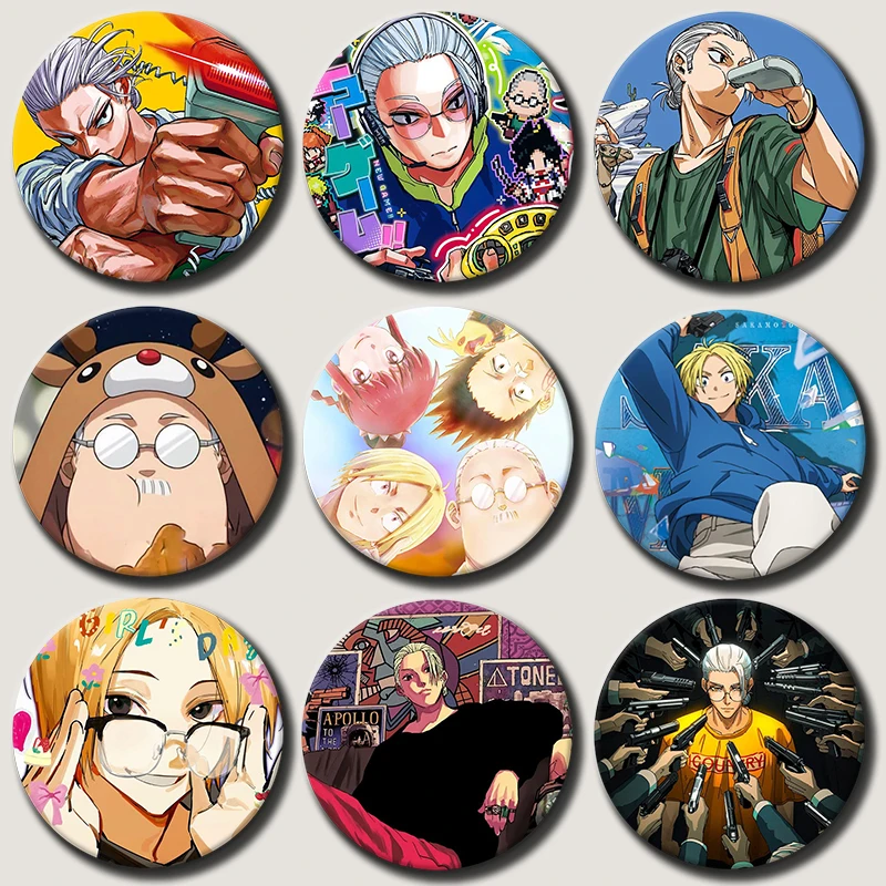 

Anime Peripheral Sakamoto Days Coin Badges Cartoon Shin Asakura Taro Lapel Pins Bag Jacket Brooch Accessories Toys Gift for Kids