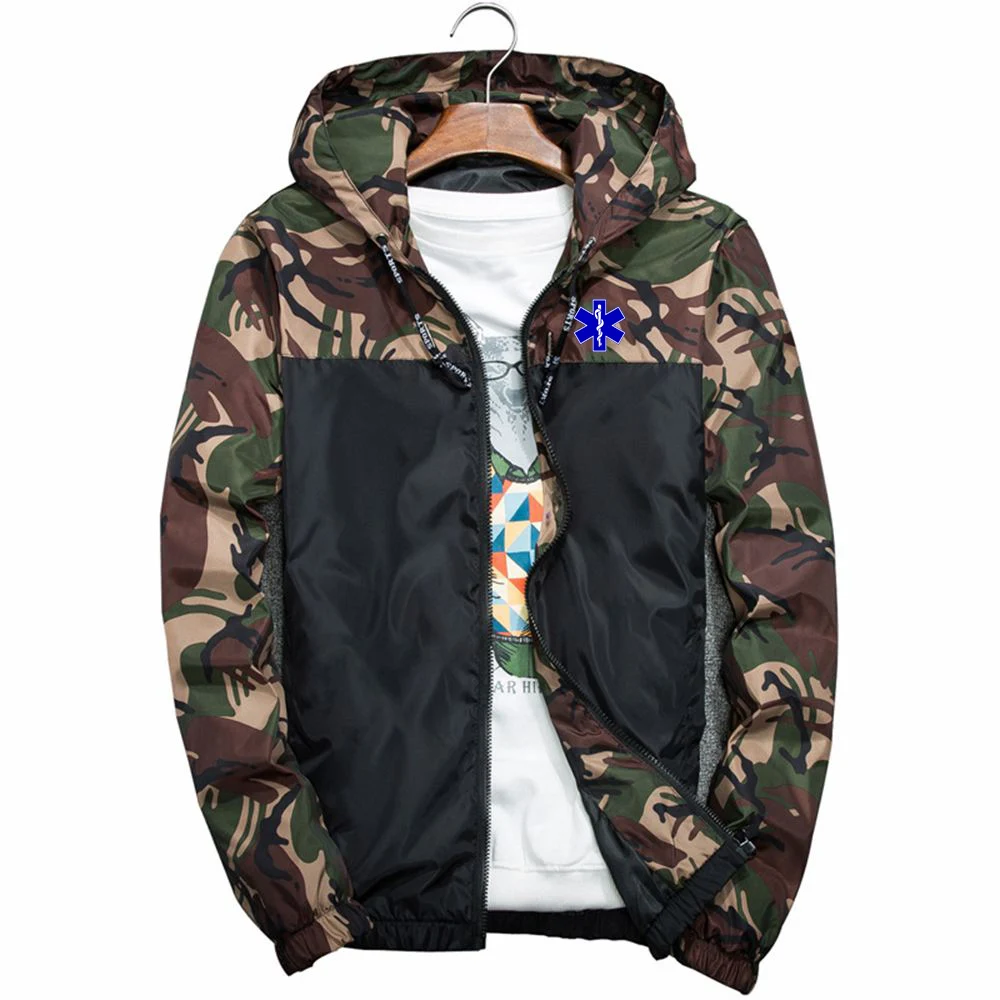 EMT Emergency Ambulance 2022 Men's New Spring And Autumn Fashion Jacket Camouflage Stitching Windbreaker Casual Coats Sportswear