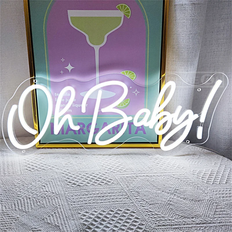 

Oh Baby LED Neon Sign USB Powered Light Up Sign for Wall Decor Wedding Engagement Bedroom and Valentines Day Celebrations Custom