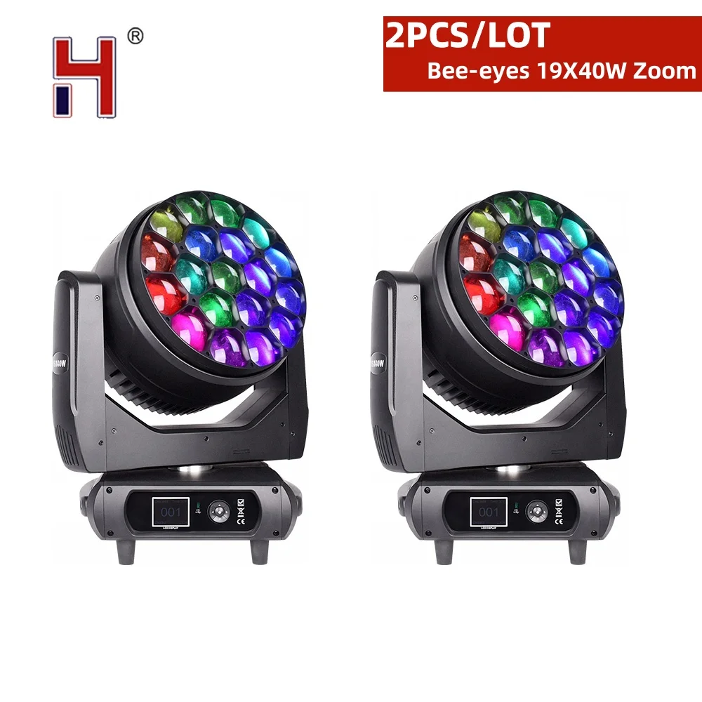 

HongYi K15 Bee Eyes 19x40W 4In1 RGBW LED Zoom Wash Beam Moving Head luces Projector DMX Sound Activated DJ Stage Disco Spotlight