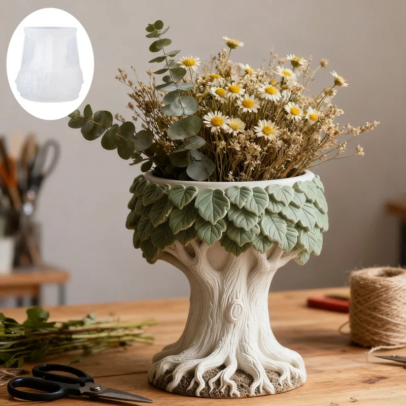 Tree Flowerpot Silicone Molds DIY Handmade Garden Vase Pot Candle Cup Cement Plaster Mould Storage Box UV Epoxy Resin Mold