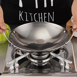 Stainless Steel Fry Pan Thickened Double Ear Nonstick Skillet Pot Multi-functional Kitchen Cookware Household Wok 7/8/9/10 Inch