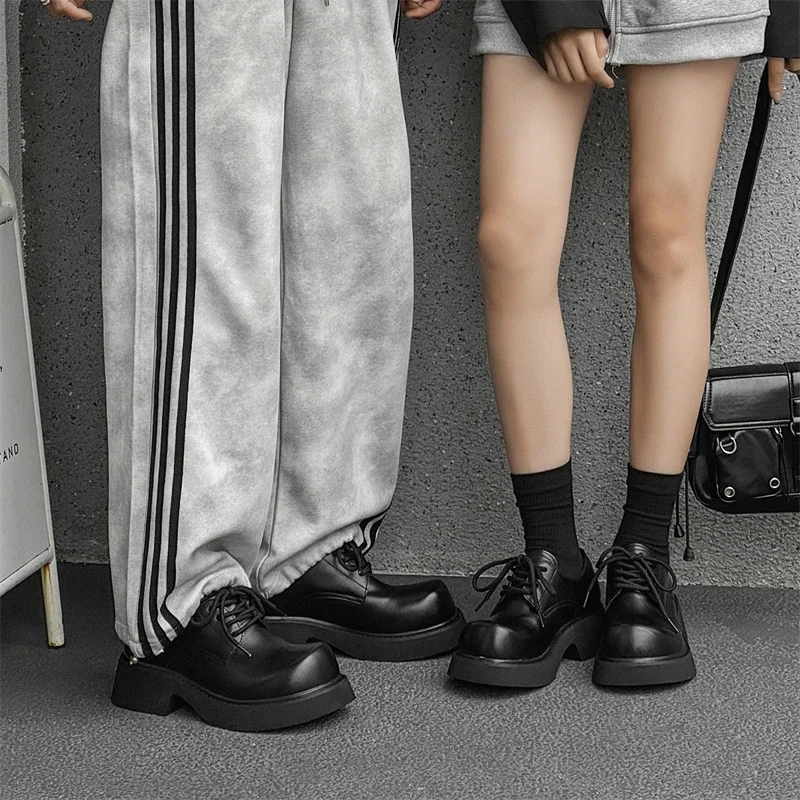 Fashion Leather Casual Shoes Thick Bottom Height Increase Shoes Luxury Brand Business Formal Shoe for Unisex Lace-up Dress Shoes