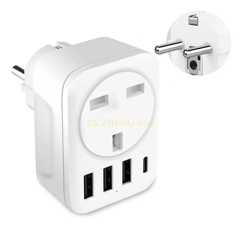 

E56B Universal UK TO Plugs Adapter Travaters Converters с портом 3USB+1type C для международного путешествия компактно дизайн