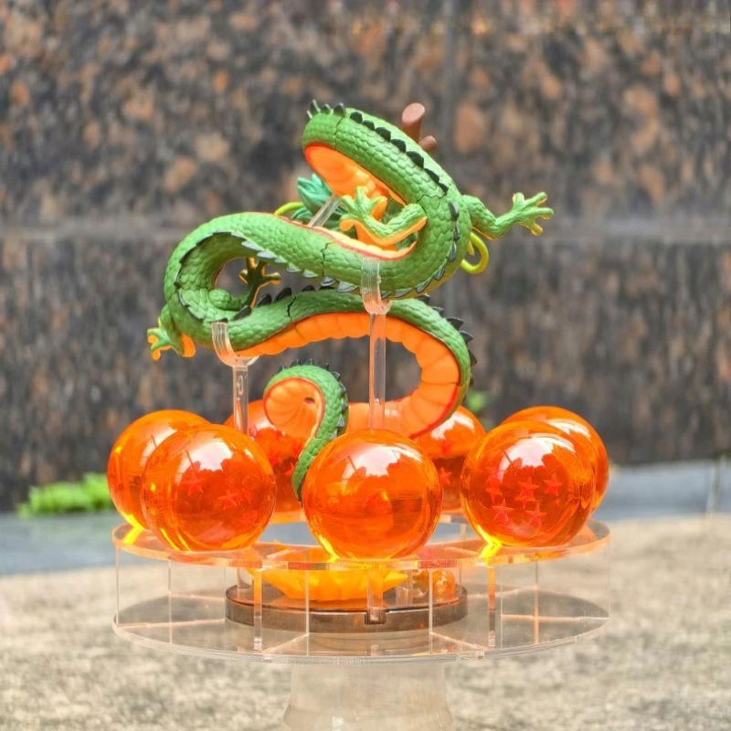 Figurka Anime Dragon Ball Shenron, zabawka akcji z kryształowymi kulkami smoczymi, akrylowa półka, kolekcjonerski model z kryształową kulą, prezent.