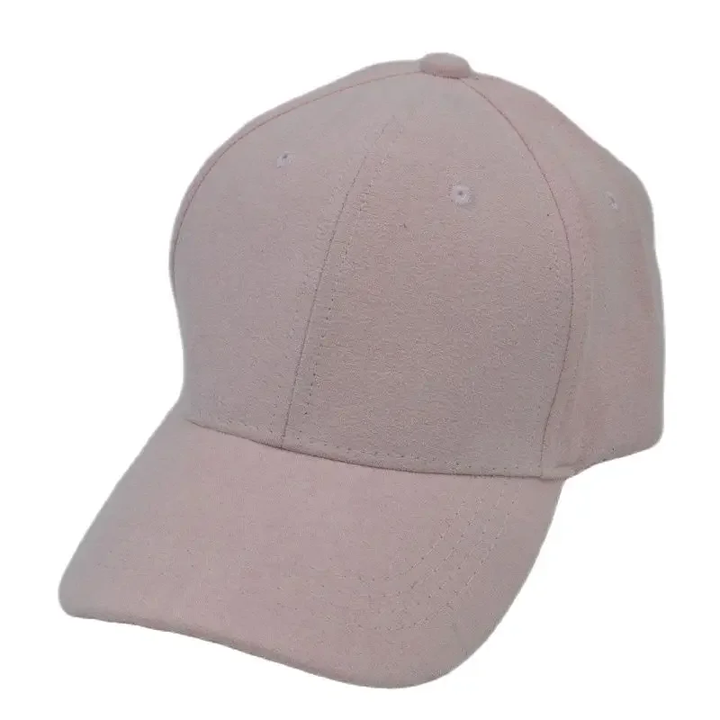 Faux Suede Curved Brim Baseball Cap Plain Dad Hat Men Women Gray Blue Beige Pink