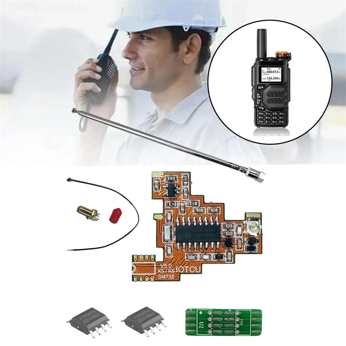 Módulo FPC SI4732 V5.0 + sistema múltiple de chip 2x2M para Quansheng UVK5 K6_Y80A