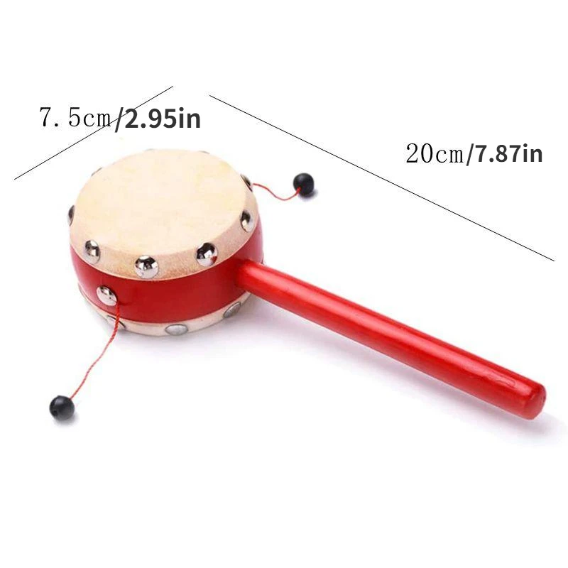 Tambour traditionnel chinois en peau de mouton, hochet en bois pour bébé, jouets pour nouveau-né et enfant en bas âge