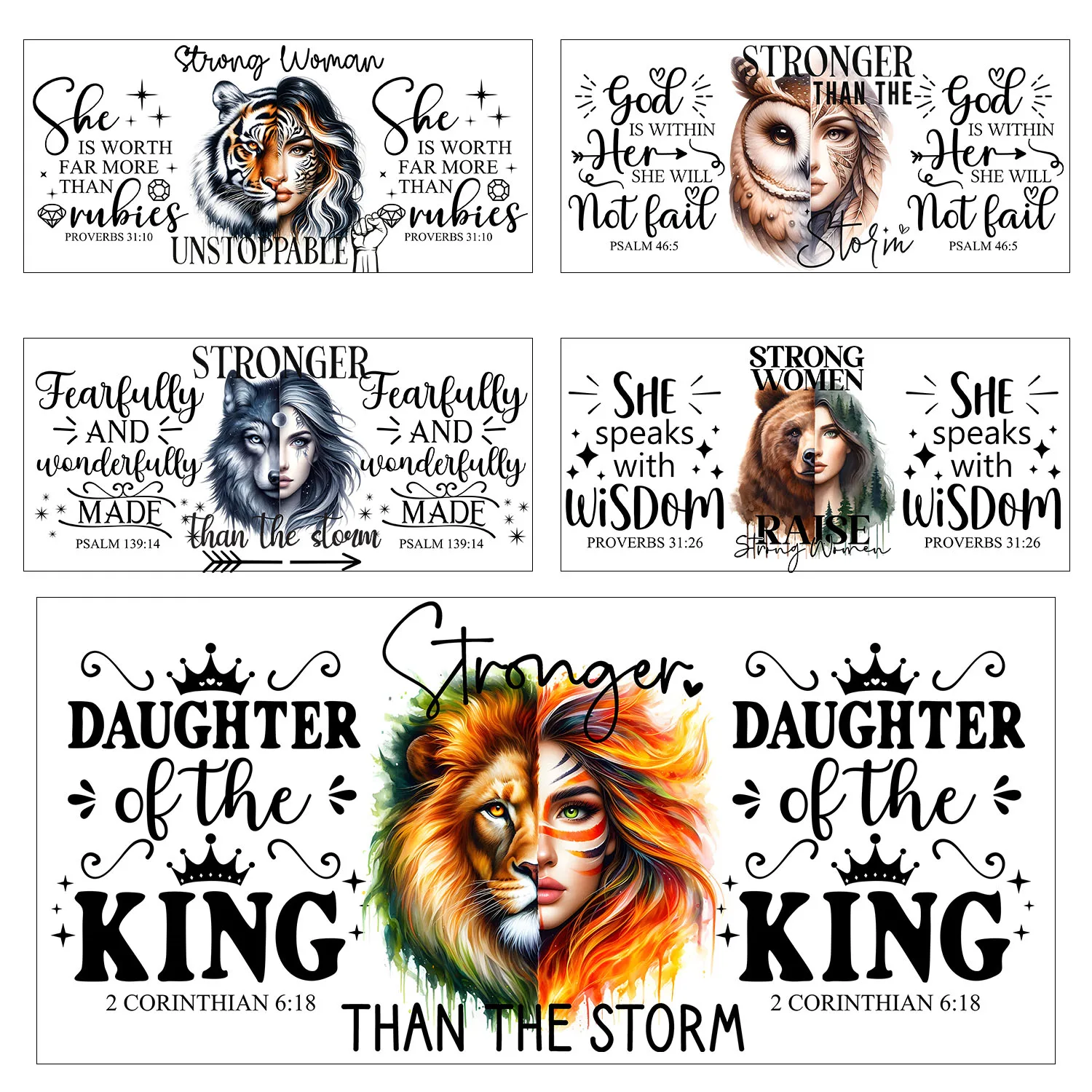 Female power Inspirational Series easy peel waterproof DIY Decals 3D transfers uvdtf tumbler stickers 16oz uv dtf cup wraps