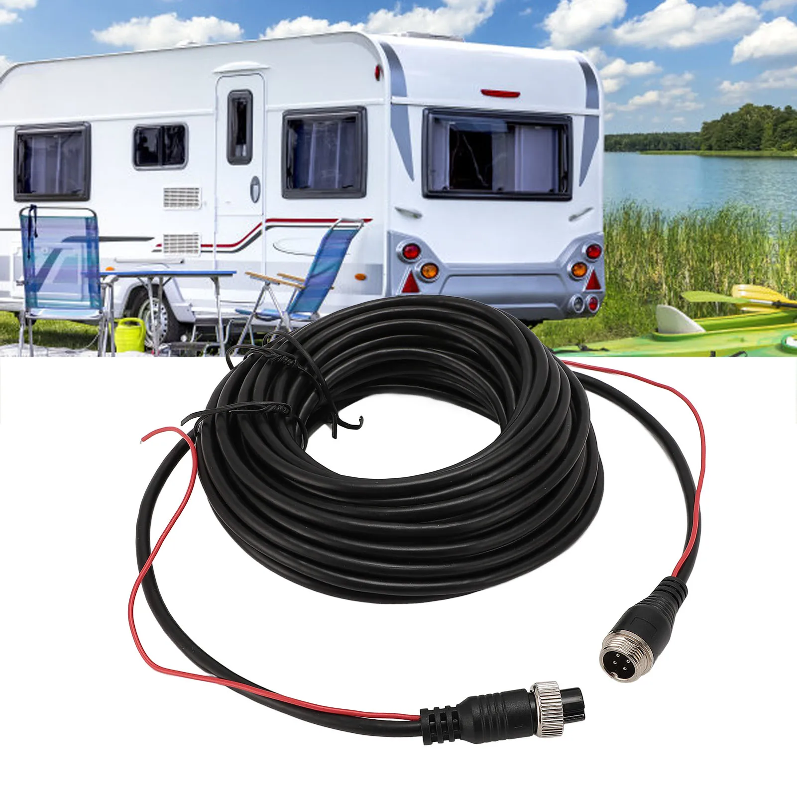 Dashcam Reverse Camera Extension Cord Flexible Backup Camera Extension Cable Stable Connection PVC for RV for Trailer for CCTV