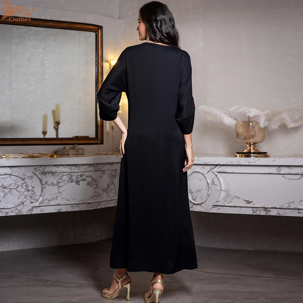 Femmes musulmanes diamants Robe Maxi dubaï Abaya turquie caftan Eid Djellaba Islam vêtements Caftan Marocain Femme Robe Maroc Robe