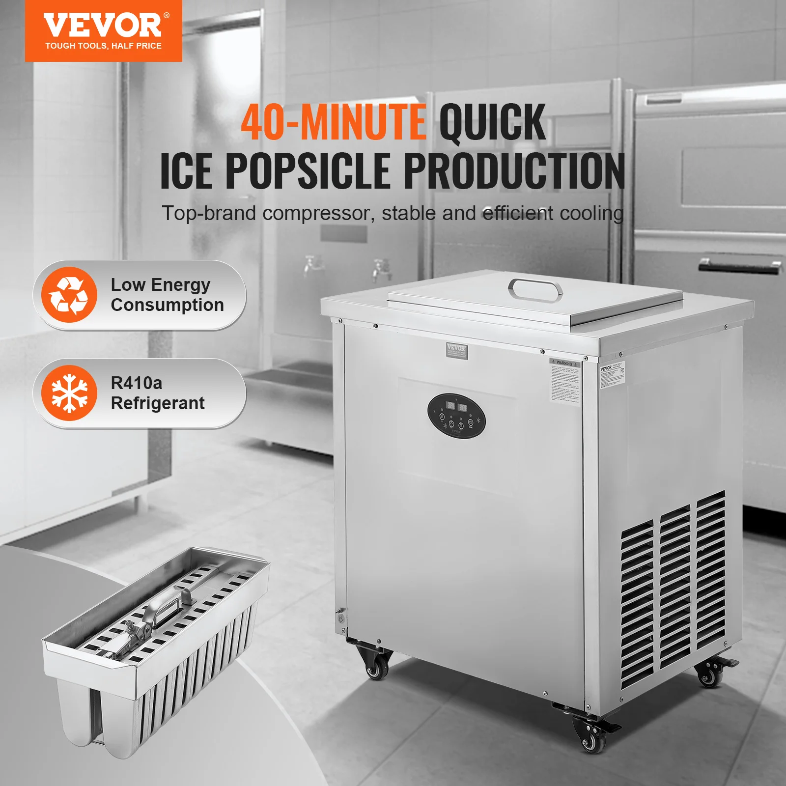 VEVOR Commercial Popsicle Machine Ice Pops Making Machine Stainless Steel Commercial Ice Lolly Maker Ice Sticks Popsicle Machine