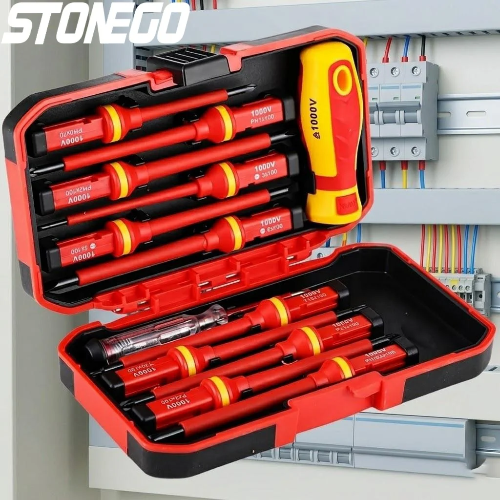 

13Pcs 1000V Insulated Screwdriver Set CRV Magnetic Phillips Slotted Torx Bits Professional Electrician Tools for Repair Work
