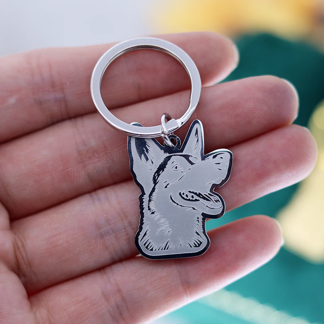 Trendy Keychain Belgian Malinois Dog Men's Punk Jewelry Stainless Steel Trendy Saint Kids Gifts Unisex Punk Jewelry Deco Supplie