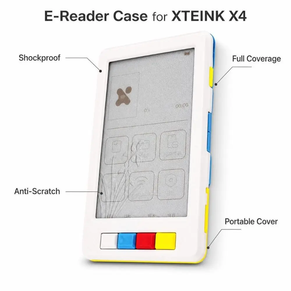 Shockproof E-Reader Case Anti-Scratch Plastic Protective Cover Retro Shock Absorbing Portable Cover for XTEINK X4