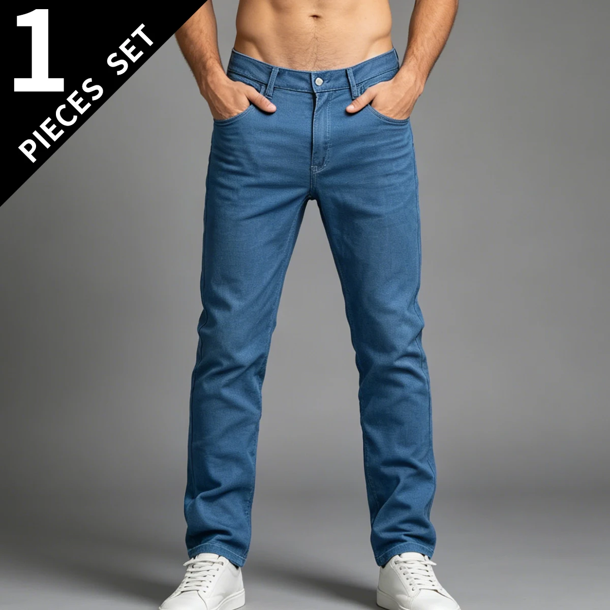 

Men's Spring and Autumn Summer Casual Fashion Imitation Cowboy Pants Comfortable Large Soft Pants Versatile Slim Straight Leg Pa