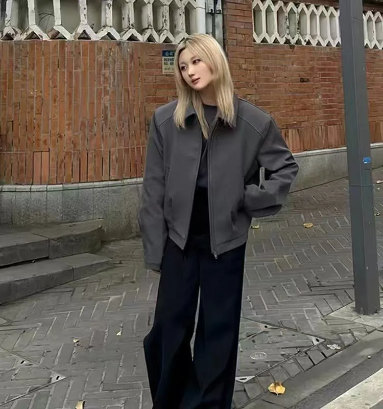 

Bomber Jackets Womens Jacket Yellow Autumn Preppy College Uniforms Matching Checkered Layered Classics Stylish Youthful Panelled