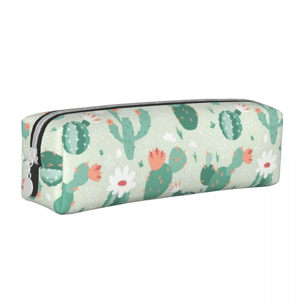 Lovely Cactus Flower Pencil Cases Jungle Tropical Green Plant Pencil Box Pen Holder for Student Large Storage Bags Stationery