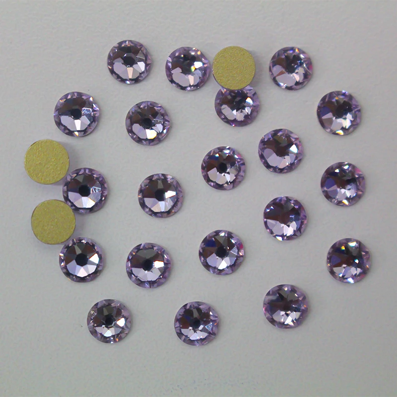 Violet color 2088  8 big and 8 small cut 5A Top quality flat back rhinestones Glue on crystal strass for nail art or wedding