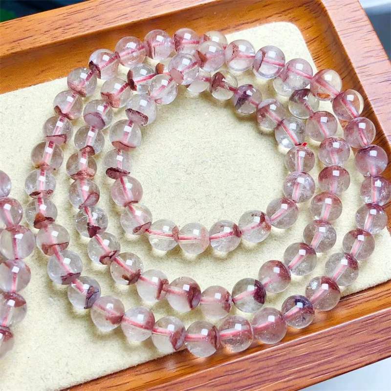 Natural Garden Quartz Triple Circle Bracelet Healing Fashion Reiki Crystal Fengshui Jewelry Birthday Gift 7.2MM 1pcs