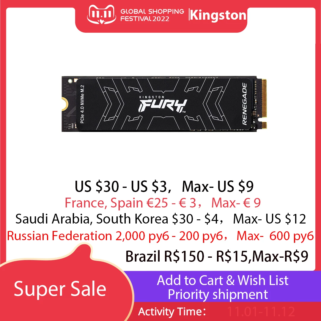 Imagem -05 - Estado Sólido Interna Renegade Kingston Disco Rígido Pcie 4.0 Nvme M.2 2280 500gb 1tb 2tb 4tb até 7300 Mbps m2 Ssd Fury Unidade de